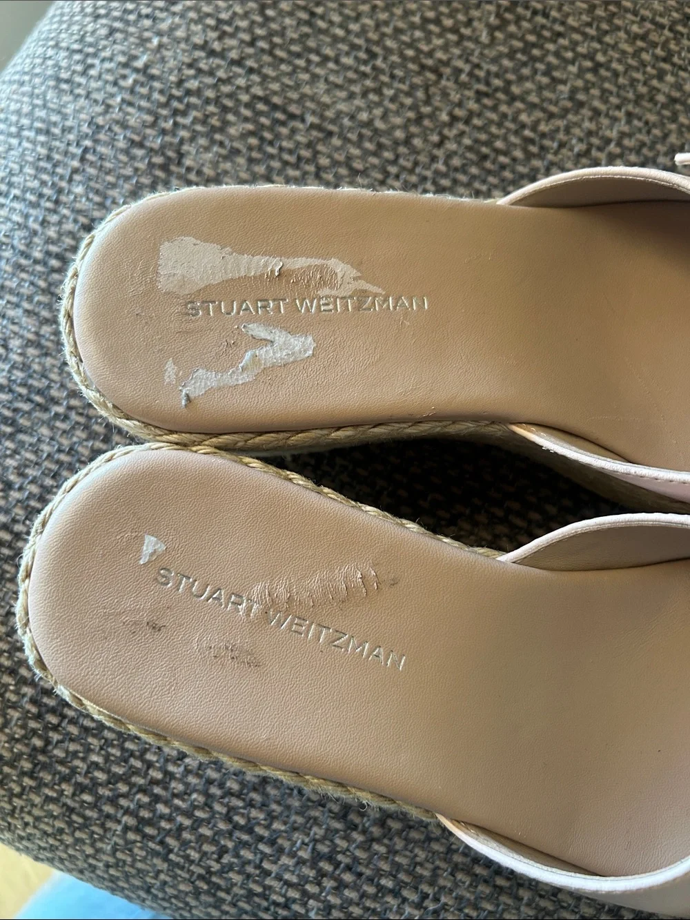 Stuart Weitzman June Crystal Buckle Espadrille Wedge Sandals Blush Pink Resort - Picture 8 of 16